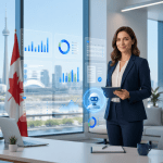 Professional bookkeeper using AI-powered technology for Canadian full-service bookkeeping